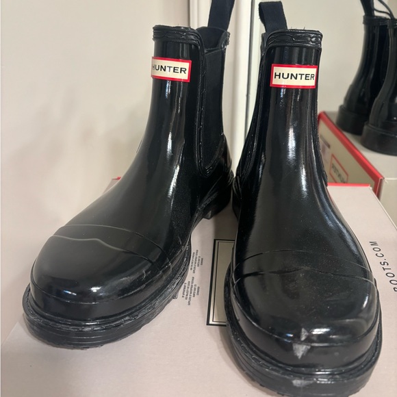 Hunter Commando Chelsea glossy black size 8m - Picture 3 of 4